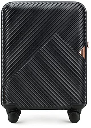 WITTCHEN Resväska Handbagage Kabinväska Hårdfodral i Polycarbonat med 4 svänkbara hjul Kombinationslås Teleskopiskt handtag GL Style Line Storlek S Svart
