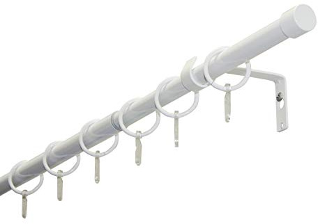 GARDINIA Juego de barras de cortina Cap, 1 barra, Ø 19/16 mm, Barra de cortina extensible por ambos lados, 120-190 cm, Blanco