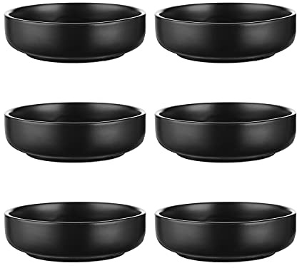 Selamica Ceramic 3.3 Inch Soy Sauce Dish Dipping Bowls Side Dishes Small Appetizer Pinch Bowls for Condiments, Sushi, Ketchup, BBQ-Set of 6(Matte Black)
