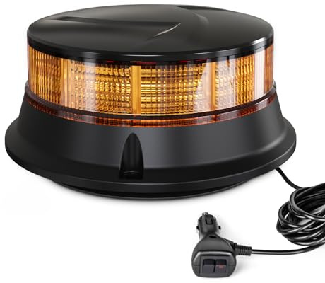 Agrieyes Amber Beacon Light 4.2Inch, Flashing Safety Warning Lights Permanent/Magnet Mount (Amber, Magnet)