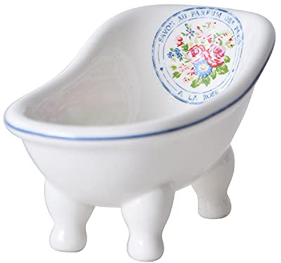 Vintage Clawfoot Badewanne Seifenschale für Badezimmer Dusche – Dekorative französische Landhaus-Keramik-Seifenschale, Schwammhalter, Badewannenbehälter Bar Seifenschale Halter für Badezimmer, Küche