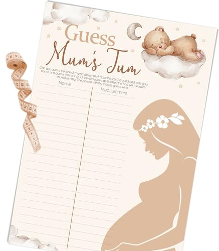 Guess Mums Tum - Teddy Bear Baby Shower Game - Up to 20 Players