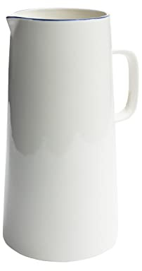 Krug Wasserkrug Kanne CLASSIC Porzellan weiß mit blauem Rand, 1200 ml