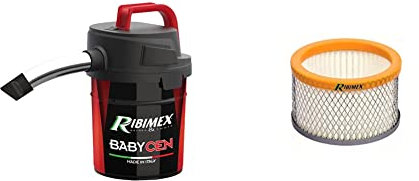 Ribimex Aspirateur à cendres Babycent 4 L 500 W PRCEN018 & Filtre HEPA pour aspirateur à cendres BABYCEN, orange, gris et blanc, petit