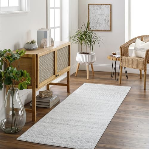 Surya Nice Tapis de Salon, Style bohème, Grand Tapis pour Chambre à Coucher, 80 x 150 cm, pour Salle à Manger avec Motif géométrique, Tapis de Salon scandinave Moderne, Gris Clair