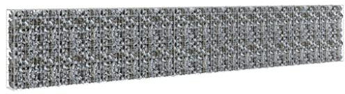 vidaXL Gabion Wall with Covers - Galvanised Steel Landscaping Barrier - Rustproof & Weatherproof Outdoor Retaining Block - 600x30x100cm