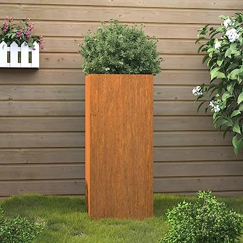 WHOPBXGAD Aiuole da esterno Cassette porta piante multifunzionali Fioriera Ruggine 32x27,5x75 cm Acciaio CortenPer piante, ortaggi e giardinaggio all'aperto