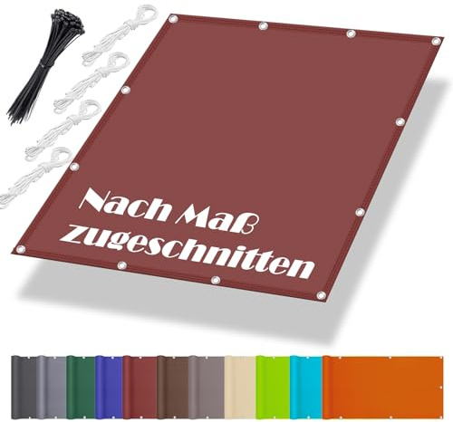 Tenda da sole su misura con occhielli, 1,7 x 3 m, in tela con occhielli in diverse dimensioni e colori, con corde di fissaggio, protezione UV, resistente alle intemperie, per giardino, terrazza,