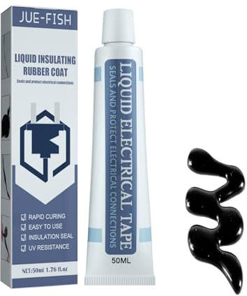IJHYGD Caoutchouc Liquide Ruban Électrique Noir Adhésif Ignifuge Haute Température Étanche Flexible Convient Intérieur Extérieur (50ml)