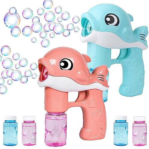 Seifenblasen-Pistole, 2 Stück Seifenblasenmaschine für Kinder, Bubble Maschine, Seifenblasenpistole mit Seifenblasenlösung, Seifenblasen Pistole Für Kinder Outdoor Party, Sommerparty (M1)