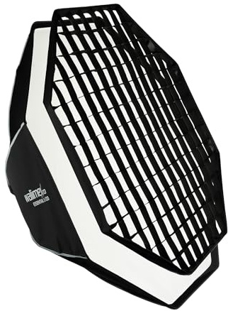 Walimex pro Essential Softbox Octagon 120 cm, pivotante à 360°, Montage Simple, avec Grille, Adaptateur Bowens et Sac de Transport, idéale pour Portraits et Photos de beauté