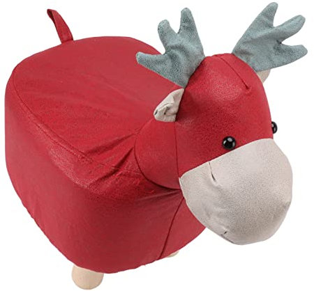 NOENNULL Tierische Fußhocker Verhindern EIN Verrutschen, Niedliche Cartoon-Giraffe-Form, Weiche Kleine Kinderhocker Zuhause (Rot)