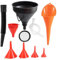 SEPSCO Entonnoir Voiture 7Pcs, Universel Entonnoirs Remplissage Plastique Carburant-Huile Essence Ntonnoir avec Filtre et Extension Flexible Angle Droit Long Bec Entonoir pour Moto Moteur Automobile