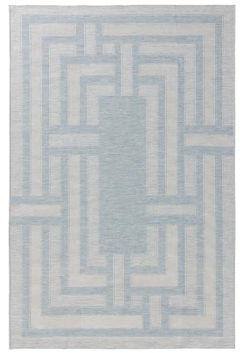 benuta Nest Teppich Bronco - Blau 160x230 cm - Kunstfaser - Outdoor geeignet - Rechteckig & im Style: Geometrisch, Minimalistisch - Pflegeleicht für Wohnzimmer Schlafzimmer