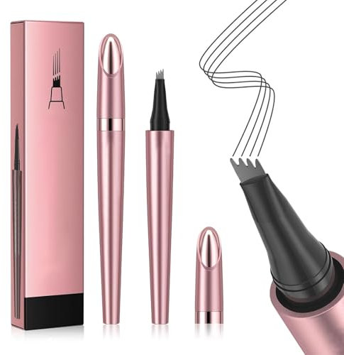 Lomdung Crayon à Sourcils 3D Résistant à L'eau, Effet Poil Naturel, Stylo Précis Longue Durée avec 4 Pointes (Gris)