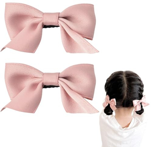RVYEIOP 2 Stück Rosa Schleife Haarspangen, Haarspange Schleife, Mädchen Anti-Rutsch-Krokodil-Haarspangen Haarschmuck, Mode Haarschmuck