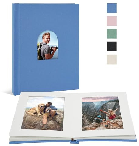 Vienrose Photo Album 6 x 4 20 Photos Linen Cover Memo Space Blue | Photo Book, Wedding Album, Family Memories, Travel Journal, Keepsake Album
