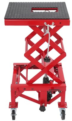 KinHall Hydraulische Motorrad-Hebebühne bis zu 200kg, Hydraulische Mittelständer-Hebebühne mit 4 Rädern, zum Anheben von Motorrädern