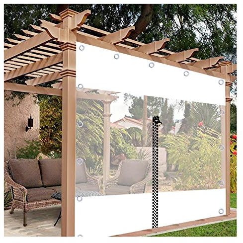 VagxTbs Copertura Laterale per Pergola Tende Trasparenti per Esterno per Carport, Portico, Padiglioni, Coperture, Tettoie, Telone Tettoia con Cerniera, Ganci(3x2m)