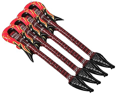 Kisangel 4piezas Guitarra Inflable Divertida De PVC Instrumento Musical De Aire Reutilizable Juguete Inflable para Fiestas y Actividades Al Aire Accesorios para Fiestas