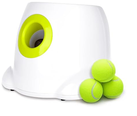 Automatischer Ballwerfer für Hunde, professioneller Tennisballwerfer für Border Collies und aktive Rassen (Energieverbrennungsübung) (Weiß, Medium)