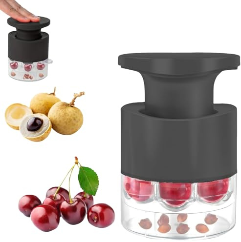 Cherry Stoner Remover,Push Type Cherry Corer,Cherry Pip Remover with Collection Container,Cherry Pitter Tool,Cherry Destoner,Cherry Pitter Tool Pit Remover,Suitable for Cheeries,Cranberries(Black)