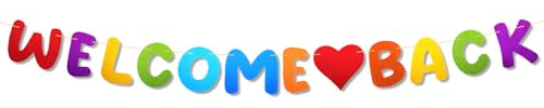 DOPENSPI Welcome Back Girlande, Glitzer Herzlich Willkommen Girlande Banner Bunt Willkommen Zurück Banner für Familie Partei Schuldekoration Klassenzimmer Dekoration