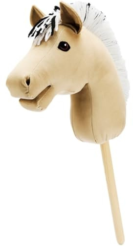 RL24 – Steckenpferd Fjord von My Hobby Horse – Spielpferd aus Plüsch mit Holzstock & kurzer Mähne – Stockpferd ohne Griffe & Rollen – Zubehör erhältlich – Hobby Horsing – Beige