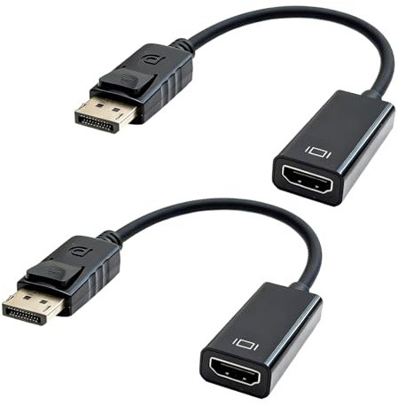 Hawpasy 2PCS Adaptador DisplayPort a HDMI 4K, Convertidor DisplayPort a HDMI con Audio, Compatible con Ordenadores y Monitores