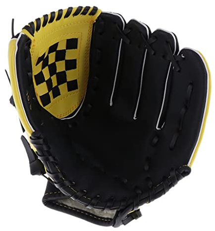 Gant de baseball pour main droite pour enfants et adultes, 31,8 cm, noir + jaune