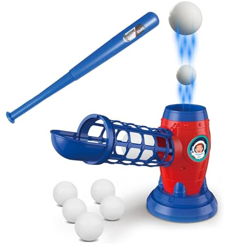 GUSHE Kids Automatic Baseball Pitching Set, Electric Automatic Baseball Pitching Machine, Auto Ball Thrower, Pitcher Machines with Bat and Balls, Outdoor Sport Toy Games for 3-12 Year Old Boys Girls