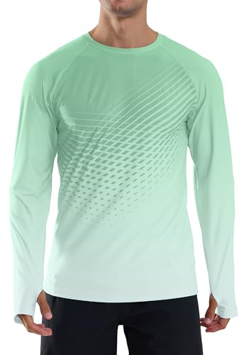 veepro Men’s UV Protection Long Sleeve T-Shirt Top Breathable Running Sport Gym Shirt Quick Dry Lightweight Rash Guard Shirts for Swimming, Hiking, Walking, Fishing