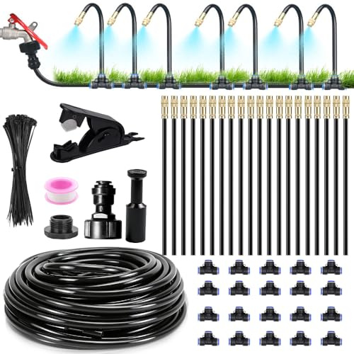 XPJBKC Irrigation System Kit, Garden Watering System with 65FT/20M Drip Irrigation Hose, 20 Pcs 360° Bendable Nozzle, Adjustable Automatic Water Irrigation system for Garden Greenhouse Outdoor Plants