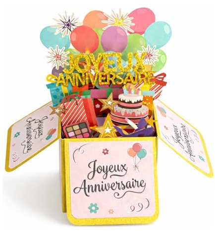 Carte Anniversaire Femme 3D Pop Up – Boîte Surprise avec Enveloppe – Idée Cadeau Joyeux Anniversaire pour Femme, Fille, Maman – 18, 30, 40, 50 Ans