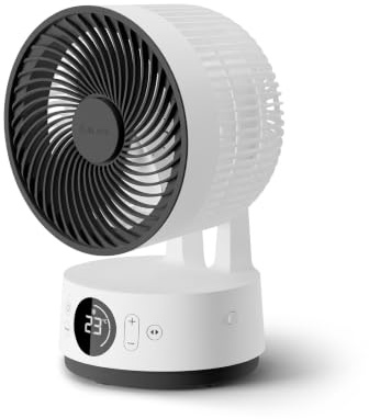 MeacoFan Sefte® 6 - Brazador de aire con batería (12 velocidades, ultra silencioso a 22 dB, inalámbrico, oscilante, ventilador de escritorio recargable + mando a distancia, autonomía de 26 horas