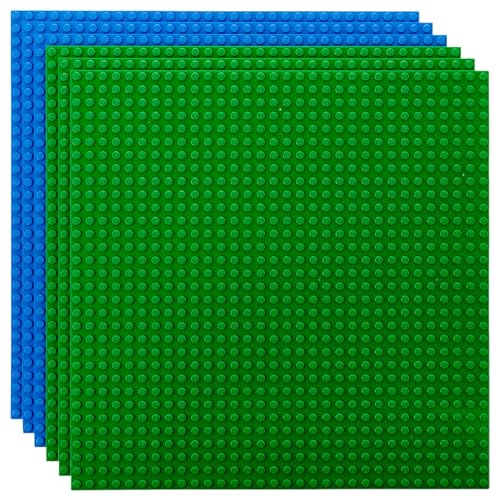Strictly Briks Pack de 6 Bases para Construir - Compatible con Todas Las Grandes Marcas - 25,4 x 25,4 cm - Verde, Azul