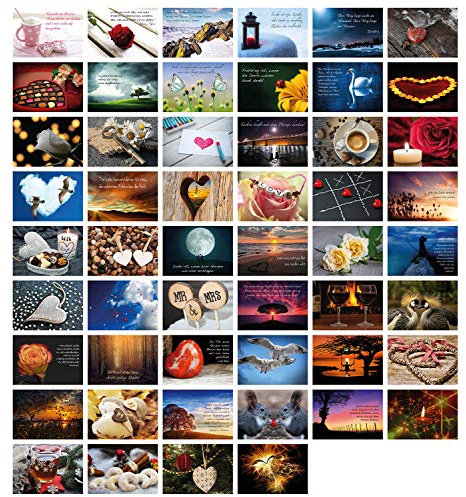 Clever Pool Hochzeitspostkarten - 52 Stück in einem Set - Postkartenspiel - romantische Postkarten mit besonderen Motiven und Sprüchen - perfekte Überraschung für Verliebte