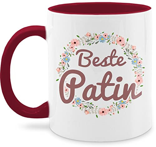 Tassen 325ml - Patentante - Beste Patin Tasse - 325 ml - Bordeauxrot - geschenke für die taufpatin godi lieblings teetasse zu weihnachten mit godi/patentante kaffeetasse geschenk teetassen