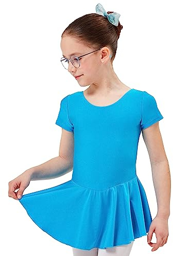 tanzmuster Ballettkleid Mädchen Kurzarm - Marina - Größe 92-170 - glänzendes Lycra - Ballett Trikot für Kinder