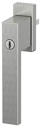 Design Aluminium Fenstergriff Dublin abschließbar - gebürstet, Farbe:Inox, Stiftlänge:35mm
