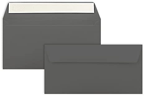 50 Brief-Umschläge DIN Lang - Anthrazit - 110 g/m² - 11 x 22 cm - sehr formstabil - Haftklebung - Qualitätsmarke: FarbenFroh by GUSTAV NEUSER