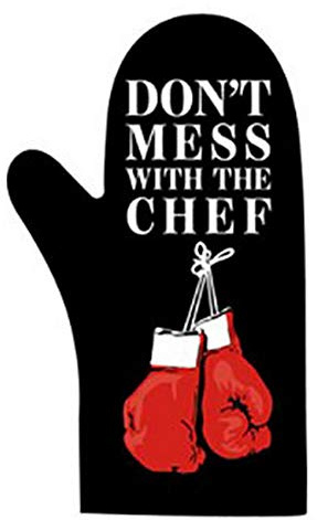 Iconic Aprons Oven glove novelty themed kitchen or barbecue (Don't mess with the chef)