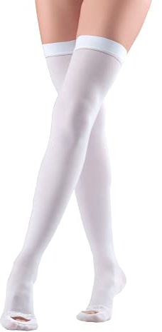 Oberschenkelhohe Kompressionsstrümpfe, Unisex, Ted Schlauchsocken, 15-20 mmHg moderate Stufe, Weiß, Large