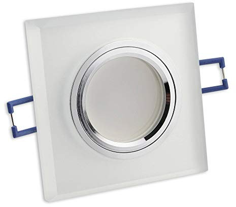 LED Einbaustrahler matt - eckig aus Glas 7,5 Watt dimmbar warmweiß 230V - GU10 Einbauleuchte 60mm Bohrloch Einbau-Spot Decken-Strahler Deckeneinbaustrahler Deckeneinbauleuchte