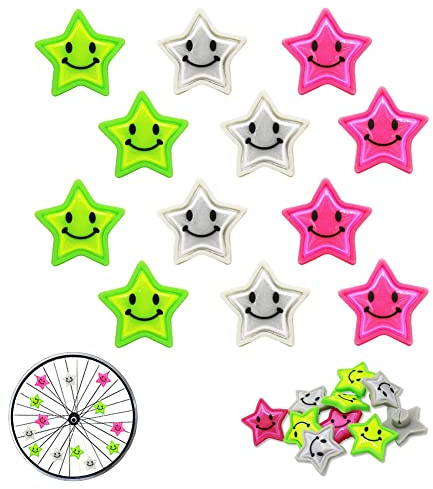 JAHEMU Stella Decorazioni per Bicicletta Riflettori Bicycle Spoke Beads Ruota della Bicicletta Clip Perline in Plastica Colorata Biciclette Accessori per Bambini (12 Pezzi)