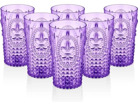 Prisma - Vaso de plastico duro, PlastiResist, Morado, reutilizable, libre de BPA , 400 ml de capacidad, apto para lavavajillas, resistente a golpes, ideal para uso en piscina, exteriores y fiestas.