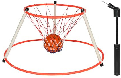Fitfix Red de portería de baloncesto para niños, red flotante de baloncesto para piscina para niños y adultos, rojo y blanco (grande)
