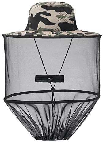 Grantop Mosquito Hat with Net,Portable Face Mesh Anti-Mosquito Fishing Hat UV Proof Beekeeper Beekeeping Hat with Veil Insect Hats with Netting with Zipper for Hiking, Fishing, Camping…