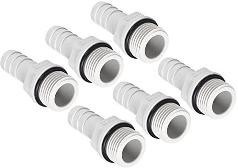 QUARKZMAN Barbelé G3/8 Mâle x 6pcs Tuyau PVC Droit Bouchon Raccord Air Eau Carburant Pneu Flexible Blanc