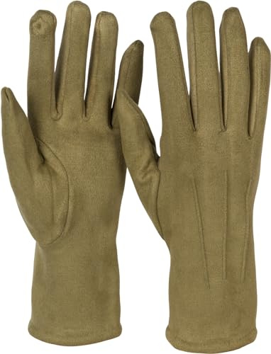 styleBREAKER Damen Stoff Handschuhe Ziernähte | Leitfähige Fasern am Zeigefinger für Displays, weiches warmes elastisches Gewebe, Einheitsgröße für 16-21 cm Handumfang.